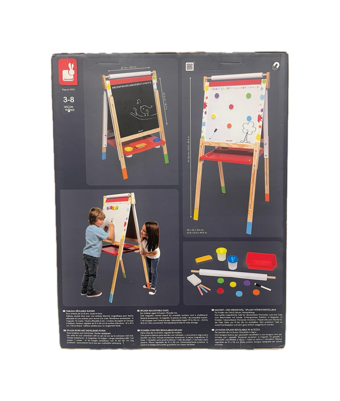 Cavalletto Regolabile Janod - Splash, Lavagna e Whiteboard
