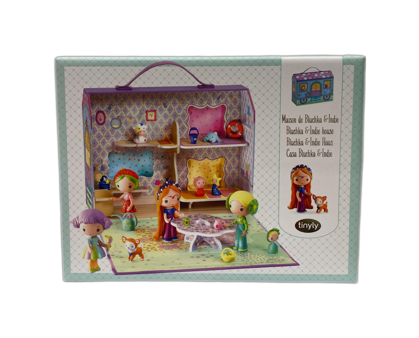 Tinyly Djeco - Maison de Bluchka & Indie, Casa delle Bambole Portatile