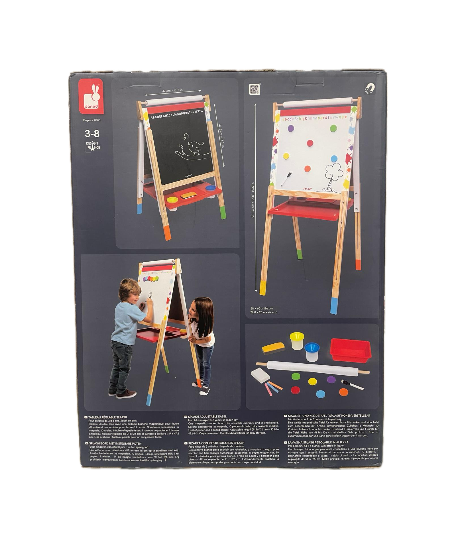 Cavalletto Regolabile Janod - Splash, Lavagna e Whiteboard