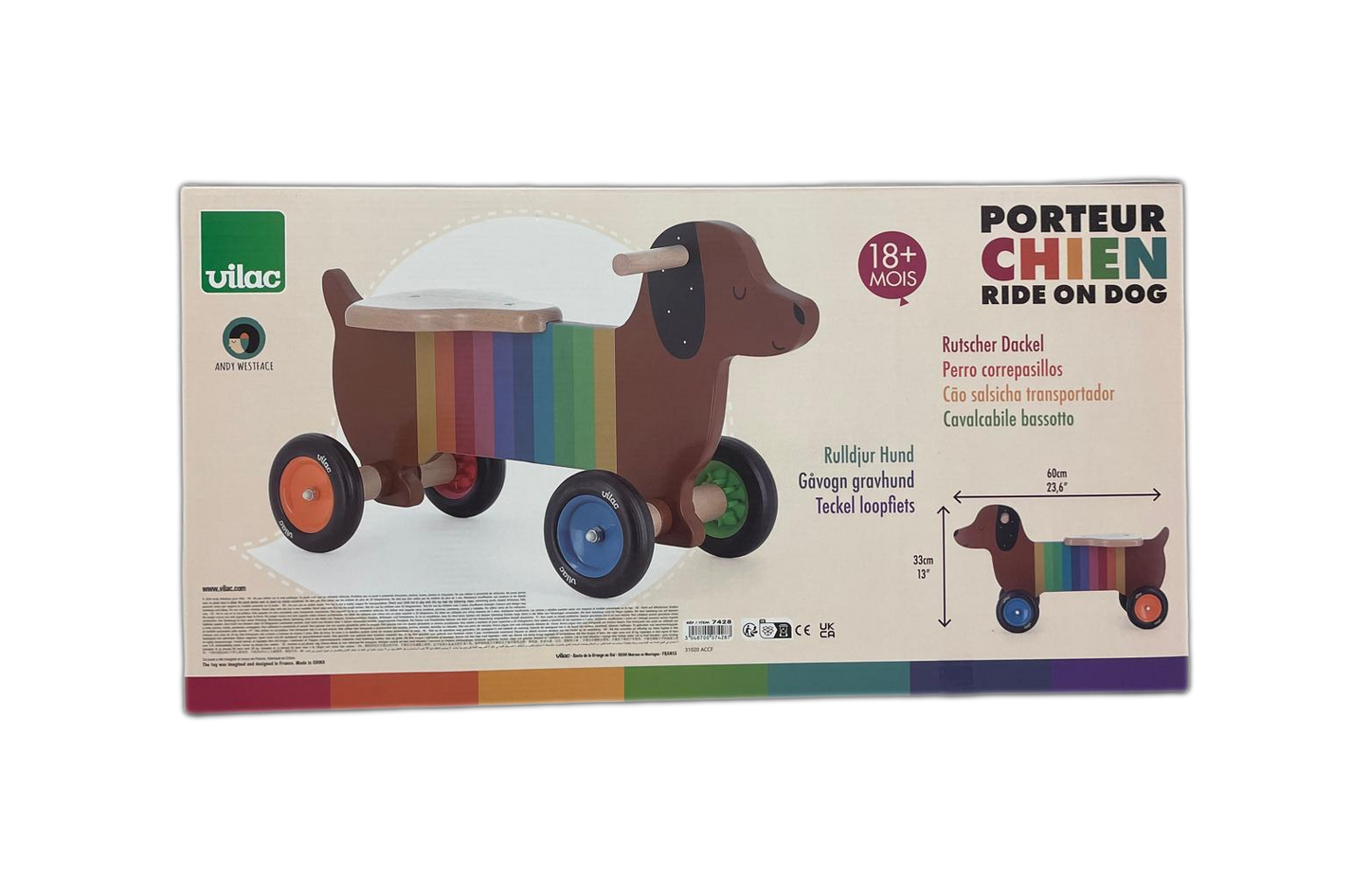 Cavalcabile Vilac - Porteur Chien Bassotto Arcobaleno