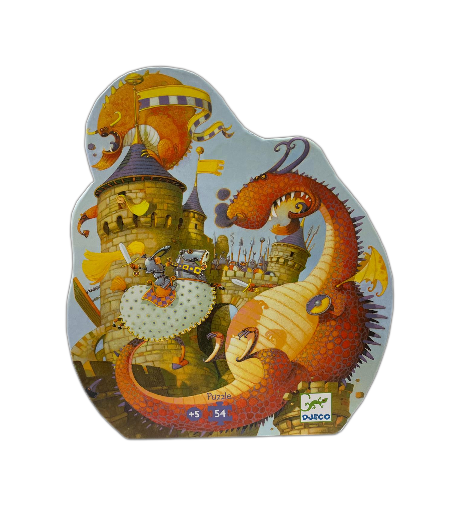 Puzzle Sagomato Djeco - Vaillant e il Drago, 54 pezzi