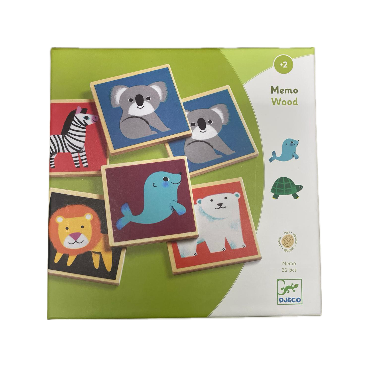 Gioco di Memoria Djeco - Memo Wood, Tessere Animali in Legno