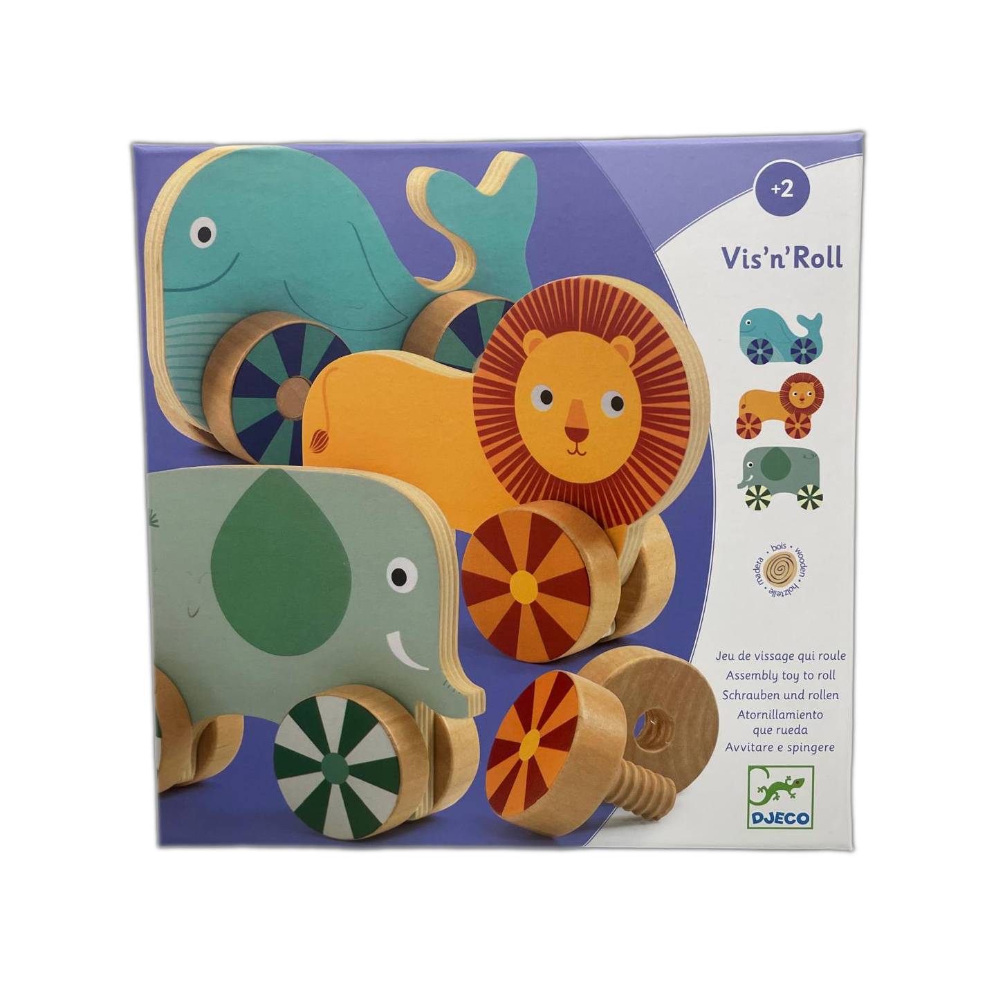 Gioco di Assemblaggio Djeco - Vis'n'Roll, Animali su Ruote